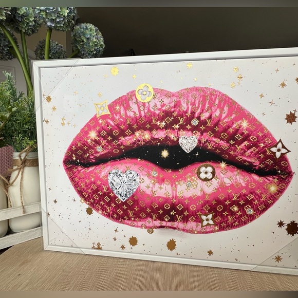 unbranded Other - Fashion Inspired Pink Lips Art Canvas